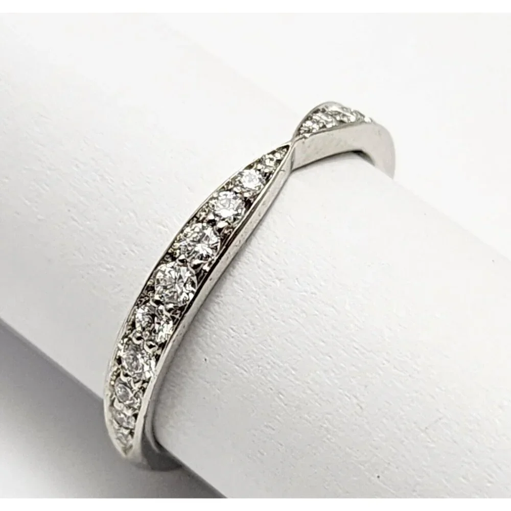 Tiffany & Co Harmony Platinum Diamond 1.8mm Wedding Band Ring - Size 4.25